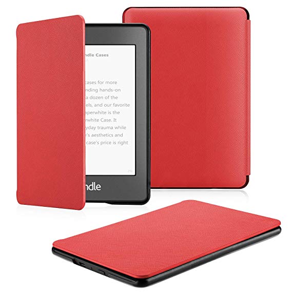 OMOTON Kindle Paperwhite Case (10th Generation-2018), Smart Shell Cover with Auto Sleep Wake Feature for Kindle Paperwhite 10th Gen 2018 Released, Red