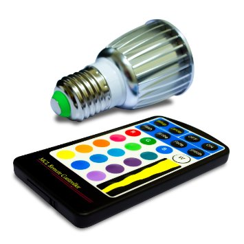 HitLights RGB Multicolor LED Bulb, 5 Watt PAR16/E26 - Includes Remote with 16 colors - Fits Standard Light Bulbs Socket - Great for stage, music, production and anywhere in the home