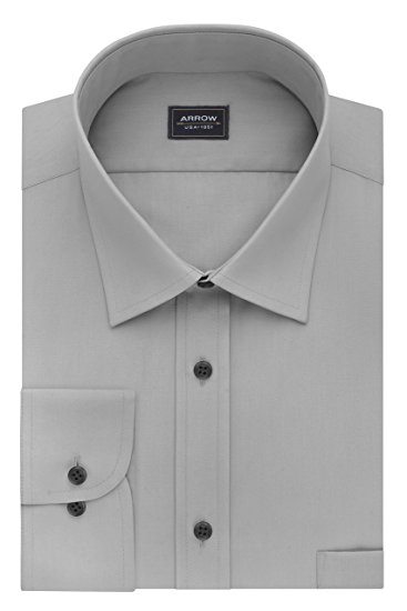Arrow Men's Poplin Regular-Fit Solid Spread Collar Dress Shirt