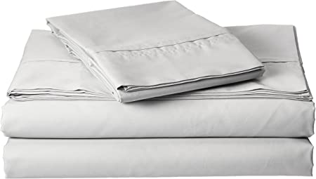 Egyptian Cotton Percale 350 Thread Count Deep Pocket Sheet Set Queen Silver