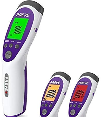 PREVE Non Contact Medical Infrared Forehead Thermometer for Babies Children Adults Accurate Fever Alarm No Touch