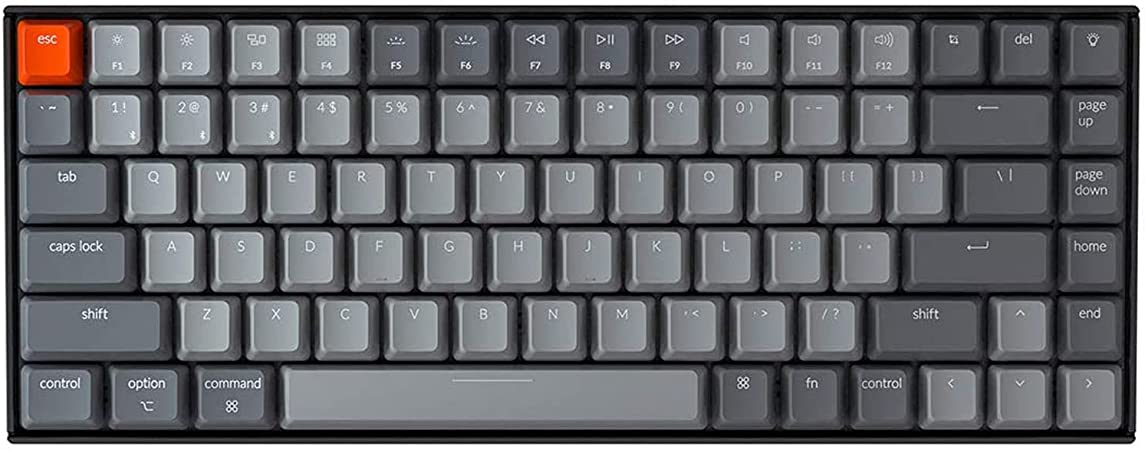 Keychron K2 Version 2 Mechanical Keyboard Wireless/Wired, 75% Layout 84 Keys Tenkeyless Compact Bluetooth Keyboard with White Backlit, N-Key Rollover, Gateron G Pro Red Switch for Mac Windows