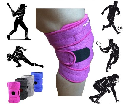 Premium Knee Brace Support. The Best Knee Protection When Running, Jumping, Climbing, Biking, Playing Football, Sport . . . For Men & Women, Boys & Girls. One Size Adjustable Fix All. (Pink)