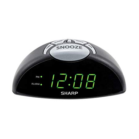 Sharp Digital Alarm Clock - Easy to See Green LED Display – Simple to Use Controls– Stylish Design, Simple Operation - Battery Backup