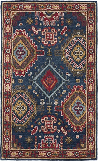 Safavieh Heritage Collection 2' x 3' Navy/Red HG426N Handmade Traditional Oriental Wool Area Rug