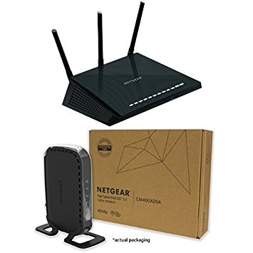 NETGEAR Nighthawk R6700-100NAS AC1750 Smart Dual Band Wi-Fi Gigabit Router and CM400 (8x4) Cable Modem DOCSIS 3.0