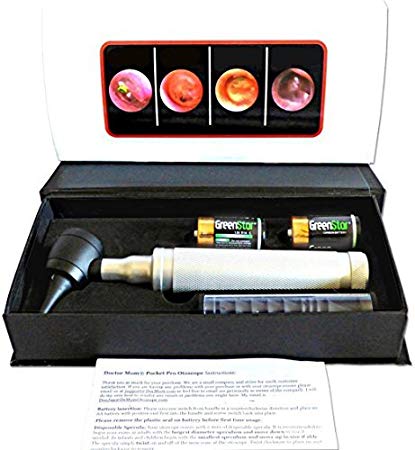 Dr Mom LED PRO Otoscope - FULL size otoscope with our largest diameter optical glass lens Includes Batteries and Disposable Specula by Dr Mom Otoscopes