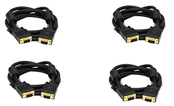 C&E 4 Pack, 10 Feet, VGA Male to Male Black, with ferrites Black, CNE503547