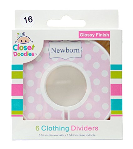 Closet Doodles C16 Pink Polka Dots Baby Closet Dividers Girl Set of 6 Fits 1.25inch Rod