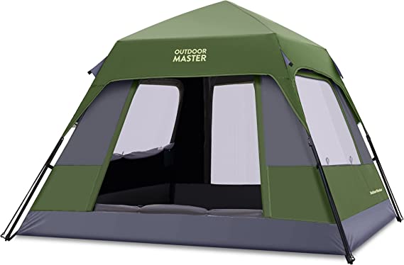 OutdoorMaster Tents, 4/6/8 Person Camping Tent with Dark Space Technology, Easy Setup in 60 Seconds, Weatherproof Pop Up Tent for Camping with Top Rainfly, Instant Cabin Tent