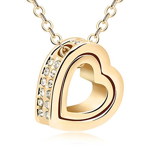 Xingzou Double Love Heart Shape Pendant Necklace,Crystal From Swarovski Jewelry