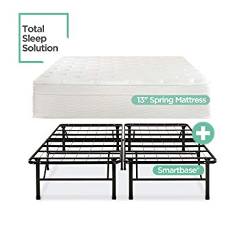 Night Therapy 13 Inch Euro Top Spring Mattress & Bed Frame Set, Full