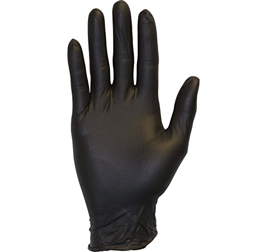 Black Nitrile Exam Gloves - Medical Grade, Disposable, Powder Free, Latex Rubber Free, Heavy Duty, Textured, Non Sterile, Work, Medical, Food Safe, Cleaning, Wholesale, Size Medium (Box of 100)