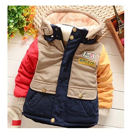 Baby Toddler Khaki Blue Red Suede Winter Jacket-Wind Resistant Outside Fleece Inside