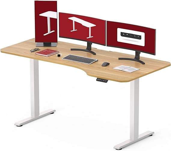 SANODESK QS1 160 x 75 cm Escritorio Elevable Eléctrico con Tablero Escritorio Regulable en Altura Eléctrico Telescópico Bidireccional con Control de Memoria y Tecnología Anticolisión (Blanco Arce)