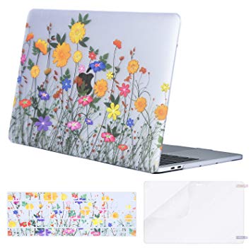 Mosiso MacBook Pro 13 Case 2017 & 2016 Release A1706/A1708, Plastic Pattern Hard Case Shell with Keyboard Cover with Screen Protector for Newest MacBook Pro 13 Inch, Sunflower