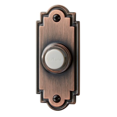 NuTone PB15LBR Wired Lighted Door Chime Push Button, Oil-Rubbed Bronze