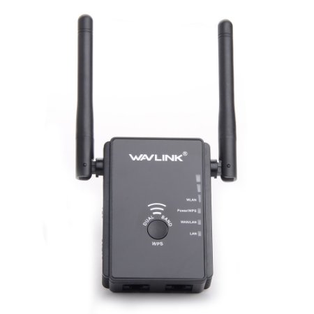 Wavlink 300Mbps Wireless Mini Router Wifi Range Extender Dual Band 2.4GHz/5GHz Ethernet Signal Booster 5dBi Intergrated Antennas WPS Encryption US Plug Support Router, Repeater, AP modes- Black