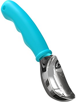 Vremi Small Ice Cream Scoop - Scoops Round Ice Cream Cookie Dough and Frozen Yogurt - Mini Metal Scooper - Ergonomic Plastic Handle With Non-Slip Rubber Coating for Easy Grip - Dishwasher Safe - Blue