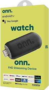 Onn Android TV 2K FHD Streaming Stick with Remote Control & Power Adapter WiFi HDMI Chromecast Built-in