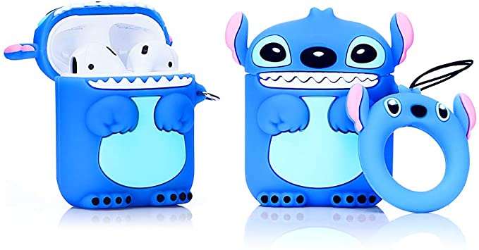 ZAHIUS Airpods Silicone Case Cool Cover Compatible for Apple Airpods 1&2 [Cartoon Series][Designed for Kids Girl and Boys] (Stitch)