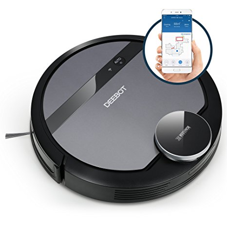 ECOVACS DEEBOT 900/901 Smart Robotic Vacuum for Carpet, Bare Floors, Pet Hair, with Mapping Technology, Higher Suction Power, Wifi Connected and Compatible with Alexa and Google Assistant