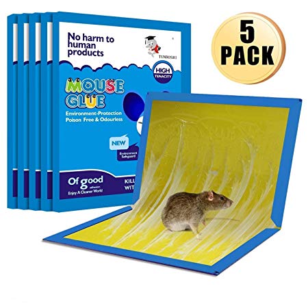 HWTONG Mouse Trap, Mouse Glue Traps, Mouse Glue Boards, Mouse Glue Trap, Mouse Size Glue Traps Sticky Boards, Peanut Smell (5 Pack)