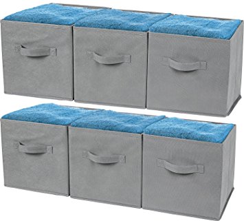 Greenco Foldable Non-Woven Fabric Storage Cubes (6 Pack), Gray