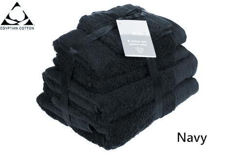 NAVY BLUE 650gsm 6pc Prestige 'Luxor' Egyptian Cotton Towel Bale Bundle Gift Set