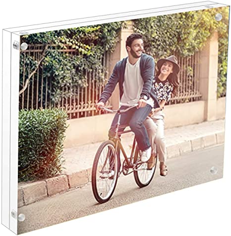 Cq acrylic 5" x 7" Acrylic Magnetic Picture Frame, Clear, 10   10MM Thickness Stand In Desk / Table,Pack of 1
