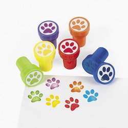 6 Mini Paw Print Stampers - Assorted Colors - Self Inking