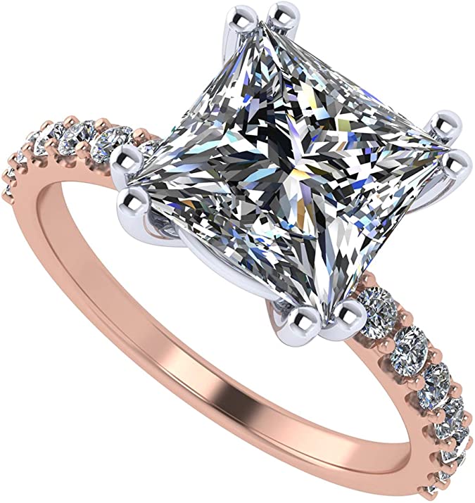 Princess Cut Solitaire Engagement Ring made w/ Swarovski Zirconia in 1.50ct, 2.00ct, & 3.00ct