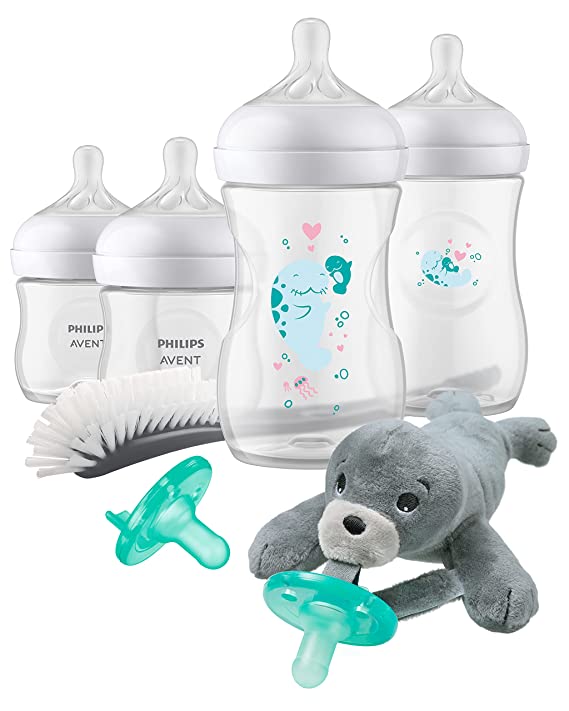 Philips AVENT Natural Baby Bottle with Natural Response Nipple, Gift Set Sea Design, SCD838/05