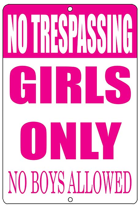 Rogue River Tactical Funny No Trespassing Girls Only Metal Tin Sign Wall Decor Bar Daughter Pink No Boys Allowed Bedroom Door