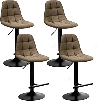 COSTWAY Bar Stools Set of 4, Height Adjustable Modern 360 Degrees Swivel Barstools with Footrest, Back, Armless Counter Height Chairs for Kitchen Dining Living Bistro Pub, Brown