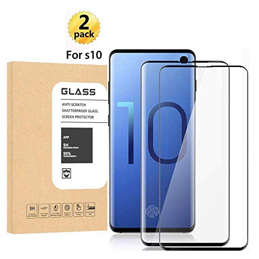 [2-Pack] Galaxy S10 Full Coverage Friendly High Sensitivity Support Face and Eye Iris Unlock Anti Fingerprint PET Screen Protector Compatible with Samsung Galaxy S10[Case Friendly][Not Glass][Black]