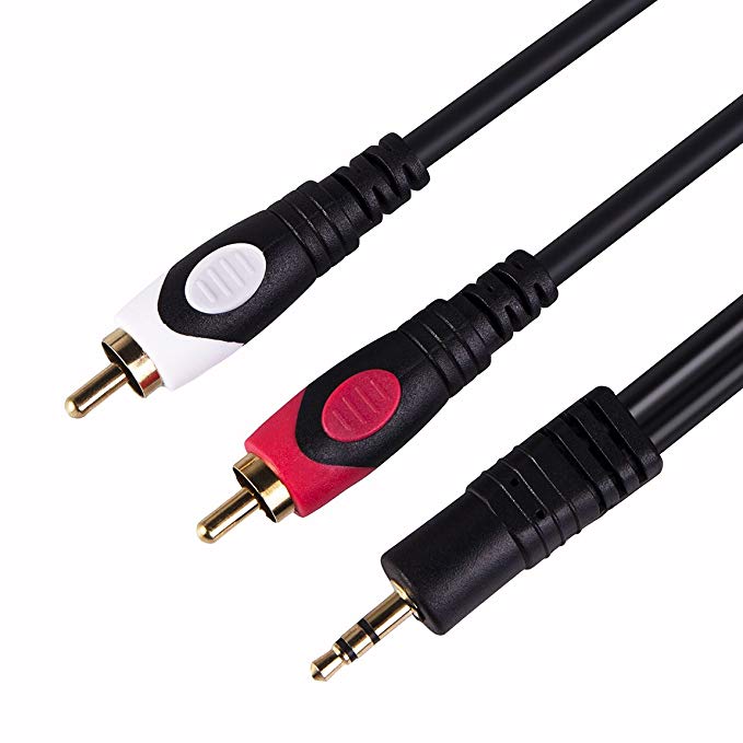 3.5mm to rca 6ft, 3.5mm to 2rca Stereo Audio Cable Gold Plated 3.5mm to 2RCA Audio Auxiliary Stereo Y Splitter Cable Male to Male