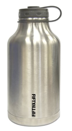 Lifeline 7500 Silver Stainless Steel Growler - 64 oz Capacity