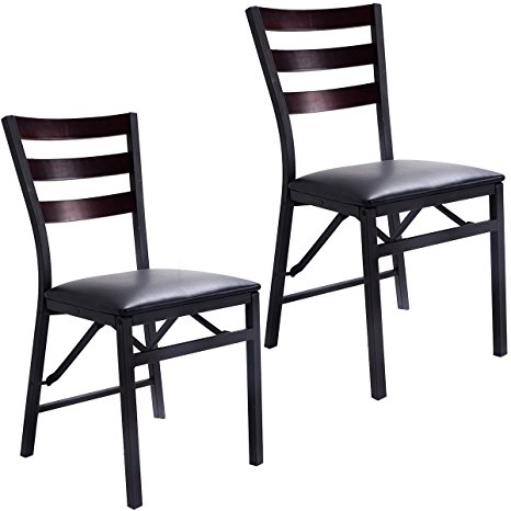 Giantex Set of 2 Wood Folding Chair Dining Chairs Home Restaurant Furniture Portable (15.6" X 17.7" X 33.5")