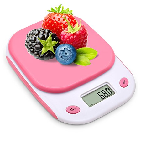 Bodyguard Digital Kitchen Scale,High-precision Multifunctional Pocket Food Scale ,11lb/5kg ,with Large HD back-light LCD Display (Batteries Included)-Pink