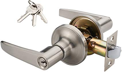 MANREN Lever Keyed Entry Door Lever Handle Lock, Universal Door Knob Hardware (MR802ET)