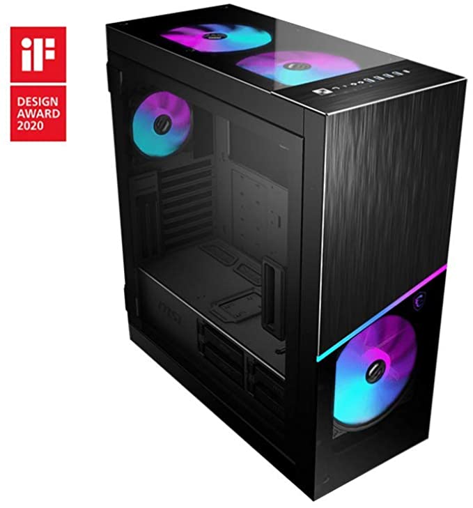 MSI Premium Mid-Tower PC Gaming Case – Tempered Glass Side Panel – RGB 120mm Fan – Liquid Cooling Support up to 360mm Radiator x 1 – Cable Management System – MPG SEKIRA 500X