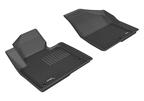 3D MAXpider Front Row Custom Fit All-Weather Floor Mat for Select Hyundai Santa Fe Models - Kagu Rubber (Black)