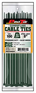 Pro Tie CFO8SD100 8-Inch Olive Green Nylon Standard Duty Cable Ties, 100-Pack