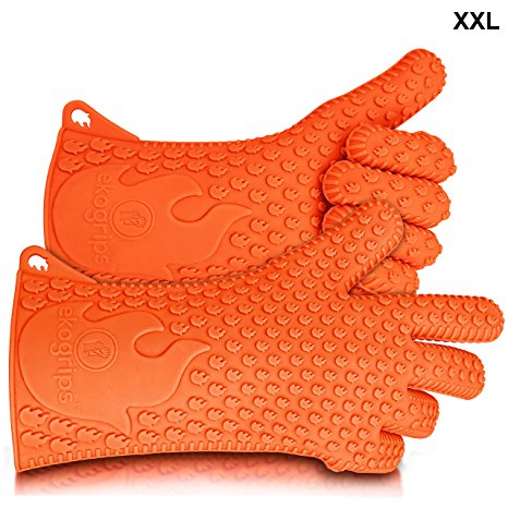 Ekogrips BBQ Grilling Gloves, Most Versatile Oven Mitts & Hot Pads. Lifetime Replacement! Loved By Andrew Zimmern & Martha Stewart, Insulated, Waterproof. Total Finger, Hand, Wrist Protection. 3 Sizes