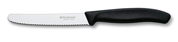 Victorinox Swiss Classic 4-1/2-Inch Utility Knife with Round Tip, Black Handle