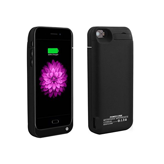 For iPhone 5/5s Charger Case, BSWHW 4200mAh 4" iPhone 5/5s Portable Battery Bank with Built-in Kickstand Extended Juice Bank Rechargeable Power Battery Pack Backup Juice Bank (Black-S)