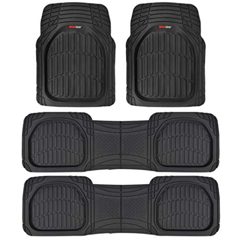 Motor Trend MT-923-920 FlexTough Contour Liners-Deep Dish Heavy Duty Rubber Floor Mats for 3 Row Car SUV Truck & Van-All Weather Protection (Black)