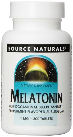 Source Naturals Melatonin  1mg, Peppermint, for Occasional Sleeplessness, 300 Sublingual Tablets