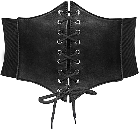 Women’s Elastic Costume Waist Belt Lace-up Tied Waspie Corset Belts for Women by JASGOOD